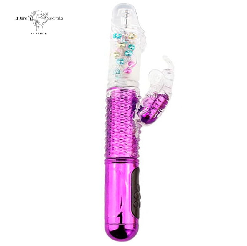 Vibrador 28cm Clitoris Punto G retractil giratorio Rainbow Butterfly