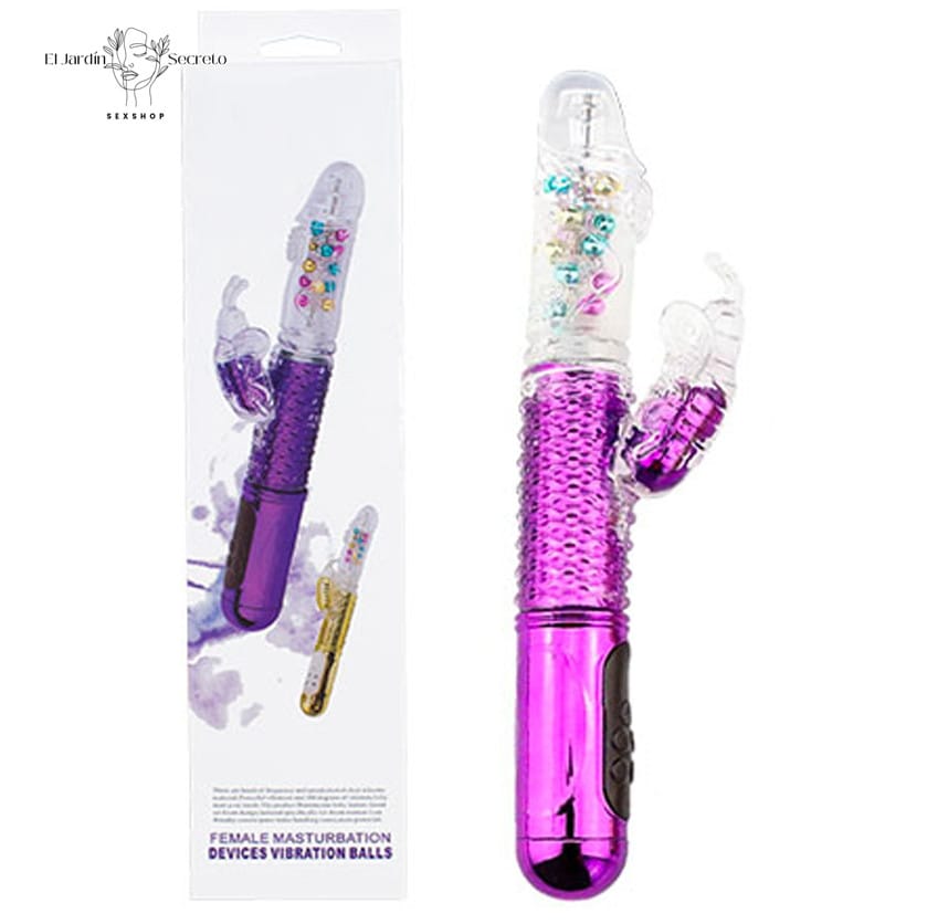Vibrador 28cm Clitoris Punto G retractil giratorio Rainbow Butterfly