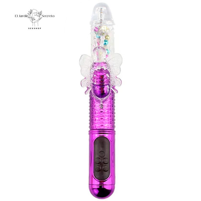 Vibrador 28cm Clitoris Punto G retractil giratorio Rainbow Butterfly