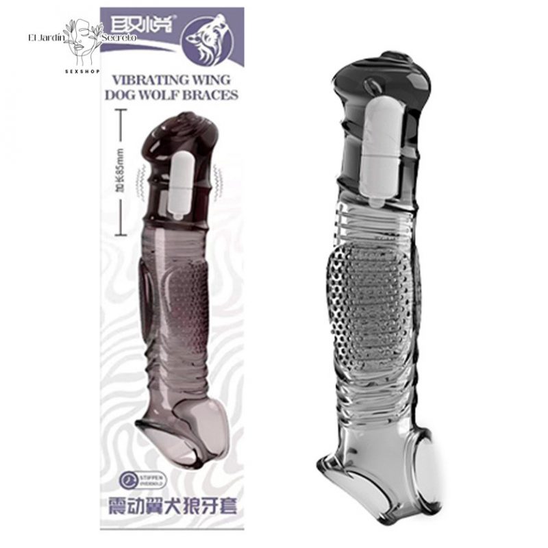 Funda Extensión 22cm vibrador para tu pene Winged Dog Wolf