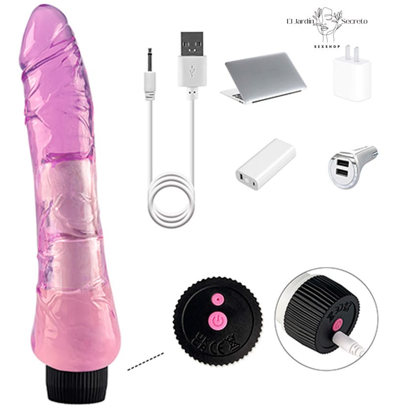 Vibrador Rosa 23cm Recargable Vibrador Punto G