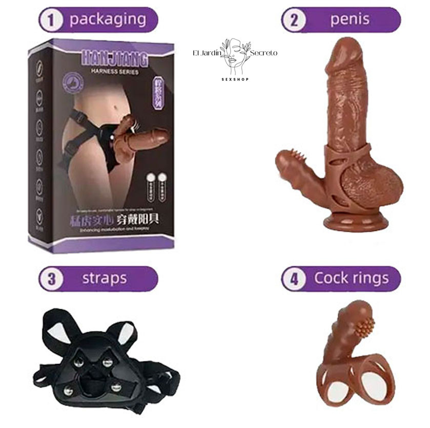 Arnés con Dildo 17 cm Solido y Vibrador para clítoris Harness 4 Arnés con Dildo 17 cm Solido y Vibrador para clítoris Harness