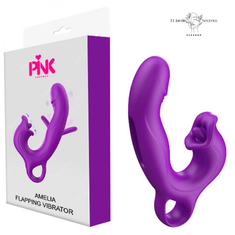 Vibrador 20cm Punto G Labios con lengua Clítoris Amelia Pink Sex Toys
