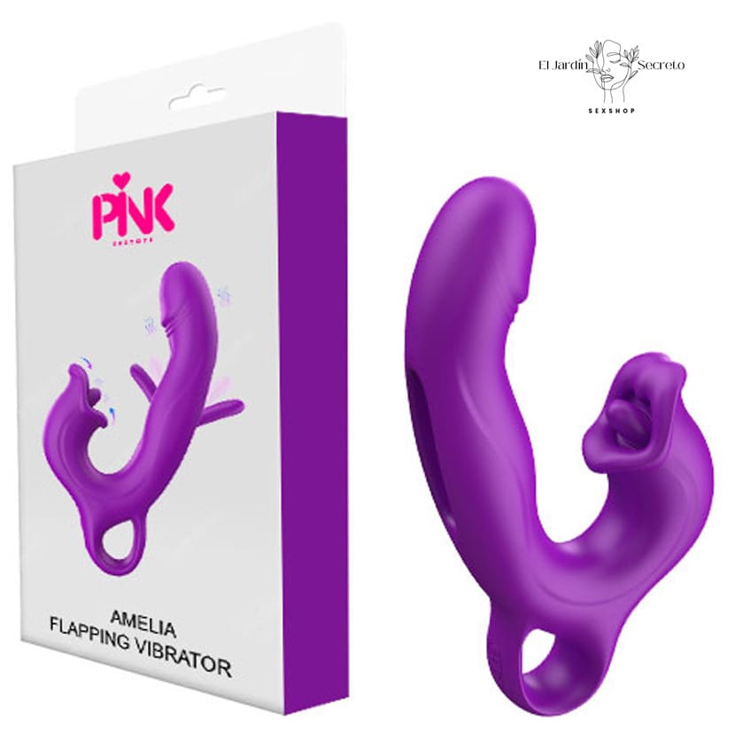 Vibrador 20cm Punto G Labios con lengua Clítoris Amelia Pink Sex Toys
