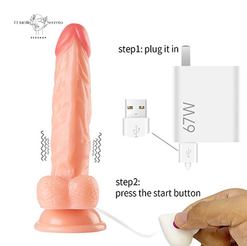 Vibrador 19cm Realista con Base de Succión Ultra Realistic Vibrating Dildo