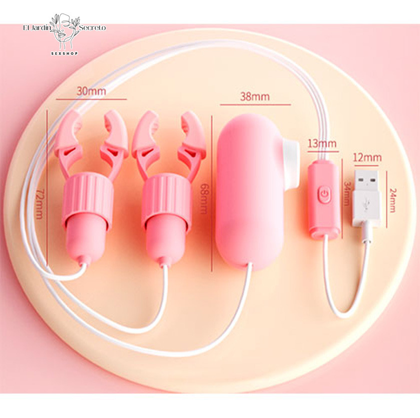 Kit Pinzas para pezones con Succionador de clítoris Pink Rabbit Nipple Clip Sucking 5 Kit Pinzas para pezones con Succionador de clítoris Pink Rabbit Nipple Clip Sucking