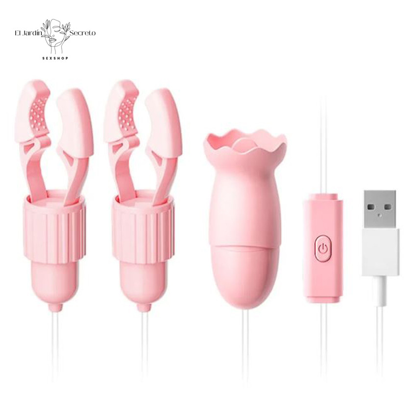 Pinzas para pezones con Lengua Vibrador de clítoris Pink Nipple Clip Licking 5 Pinzas para pezones con Lengua Vibrador de clítoris Pink Nipple Clip Licking