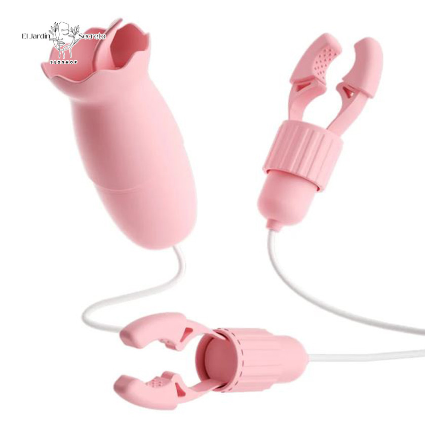 Pinzas para pezones con Lengua Vibrador de clítoris Pink Nipple Clip Licking 1 Pinzas para pezones con Lengua Vibrador de clítoris Pink Nipple Clip Licking