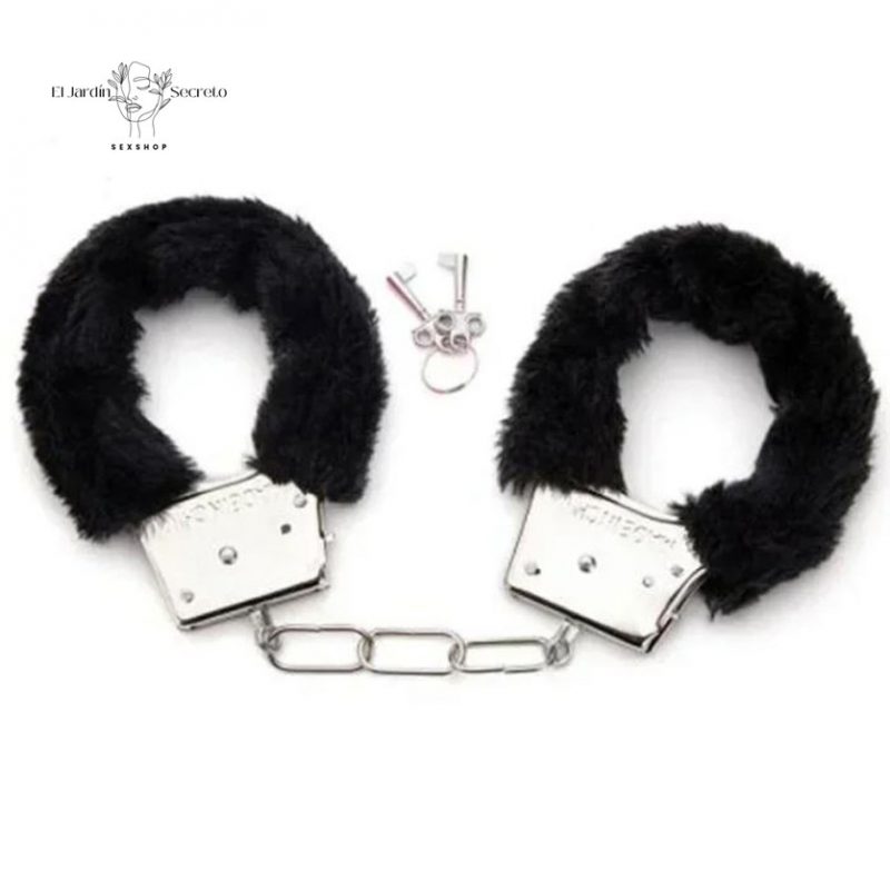 Esposas de Metal con Peluche Negro Juegos de restricción BDSM