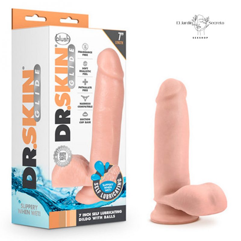 Dildo Lubricado 18cm Glide 7 Self Lubricating Dildo Vanilla Blush