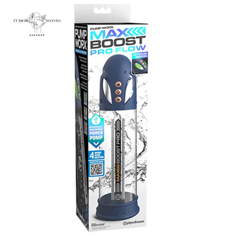 Bomba de Succión eléctrica para pene Max Boost Pro Flow Blue Pipedream