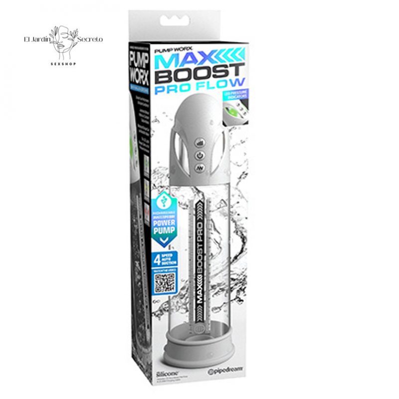 Bomba de Succión eléctrica para pene Max Boost Pro Flow White Pipedream