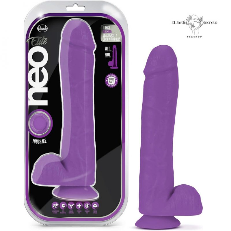 Dildo Consolador 29cm Silicon Dual Density Cock with Balls Purple Blush
