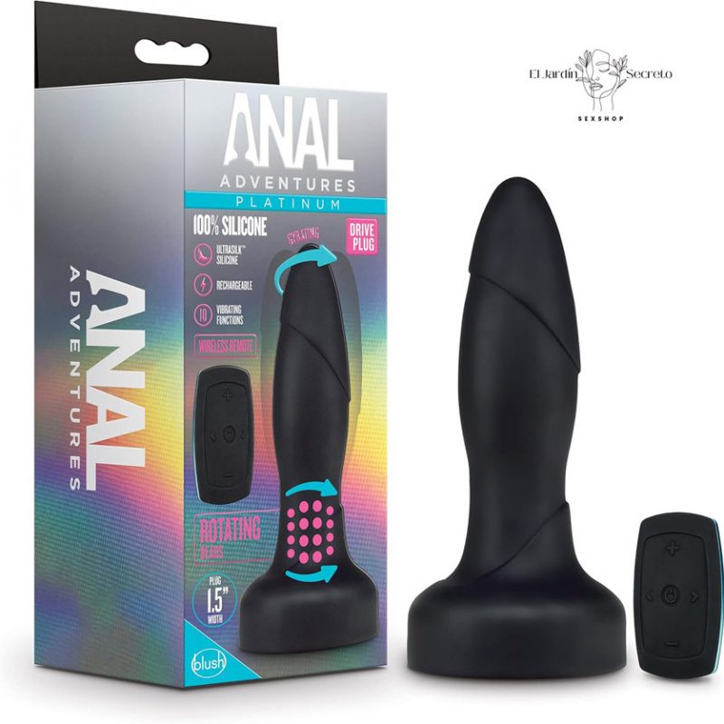 Plug Anal 15 cm con giro y Vibración Drive Plug Black Blush