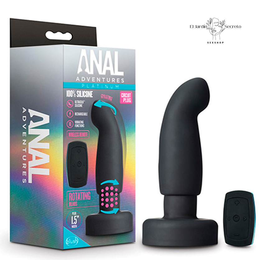 Plug Anal Curvo 15 cm con giro y Vibración Circuit Plug Black Blush
