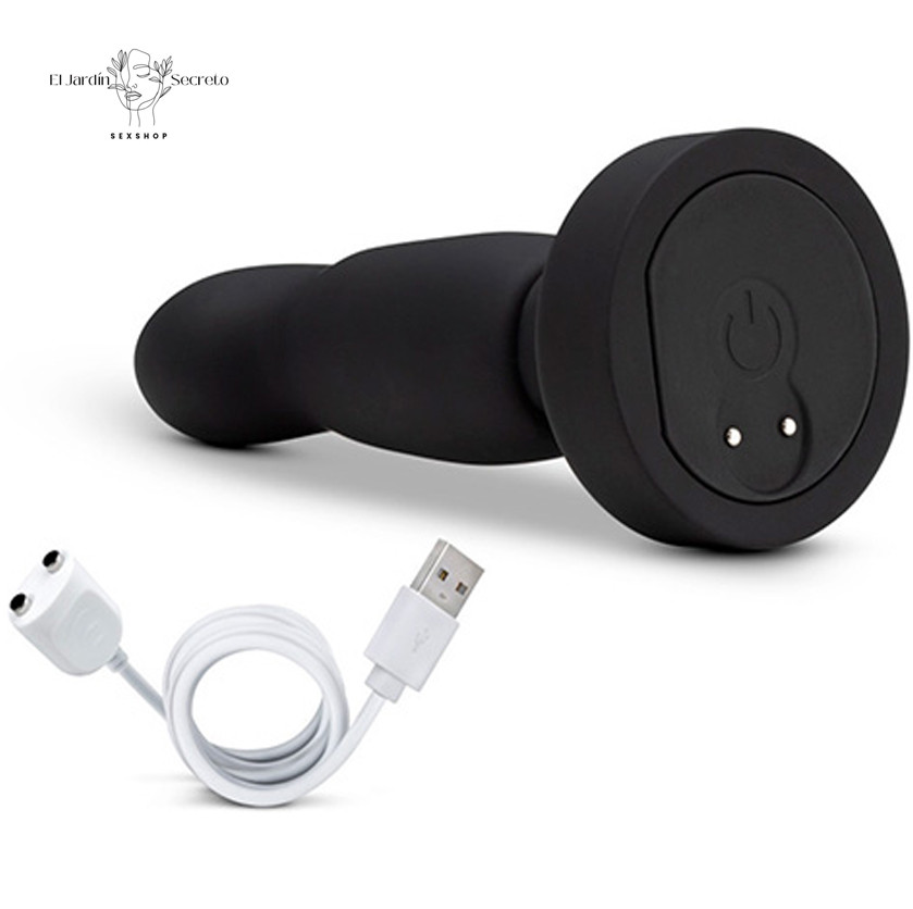 Plug Anal Curvo 15 cm con giro y Vibración Circuit Plug Black Blush