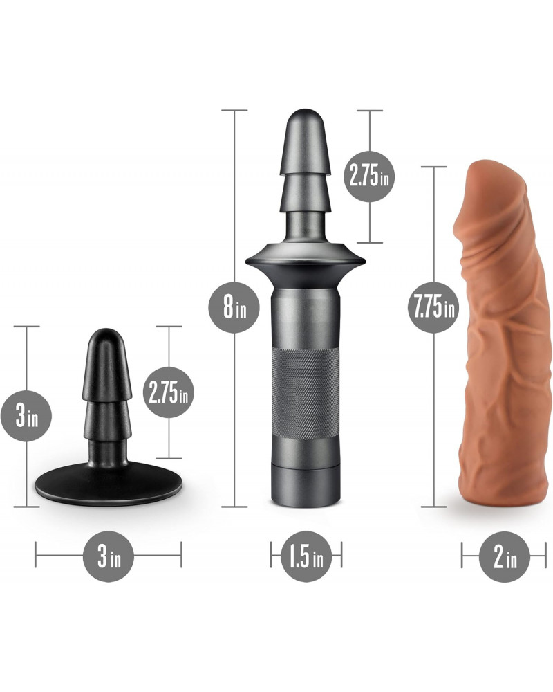 dildo consolador 20cm con mago de aluminio karbonite mocha blush novelties