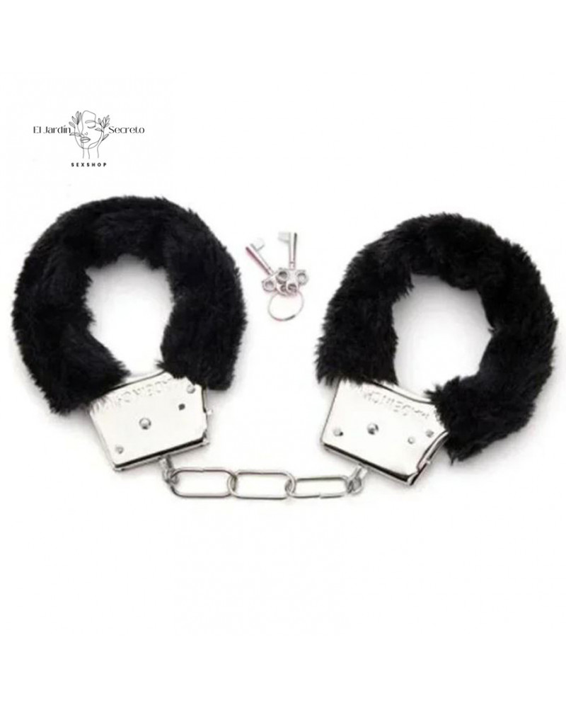 Esposas de Metal con Peluche Negro Juegos de restricción BDSM 3 esposas de metal con peluche negro juegos de restriccion bdsm