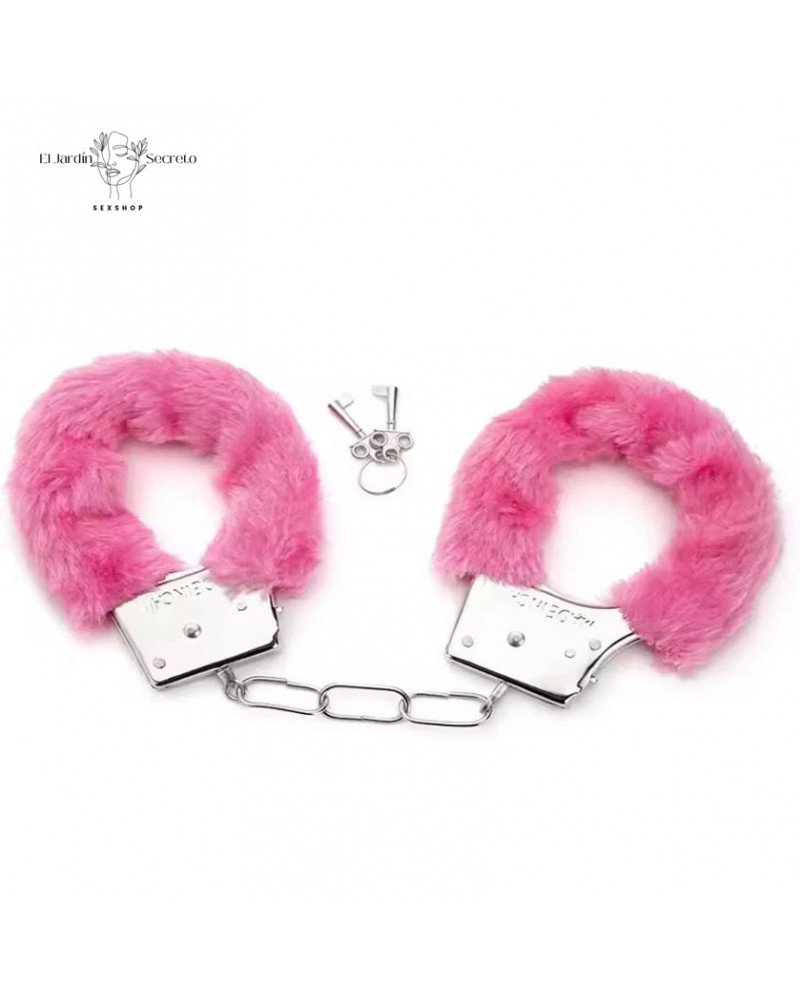 Esposas de Metal con Peluche Rosa Juegos de restricción BDSM 3 esposas de metal con peluche rosa juegos de restriccion bdsm