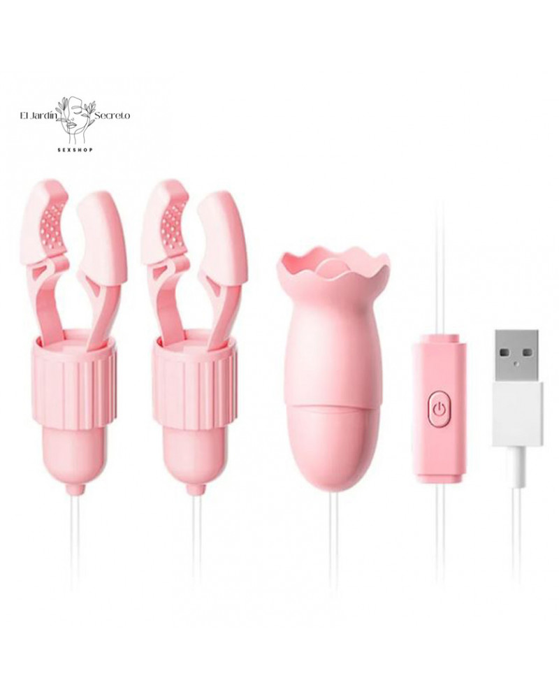 Pinzas para pezones con Lengua Vibrador de clítoris Pink Nipple Clip Licking 6 pinzas para pezones con lengua vibrador de clitoris pink nipple clip licking