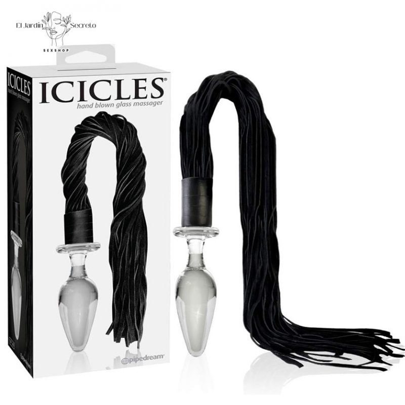 Plug Anal de cristal 15cm Icicles 49 Clear/Black Pipedream