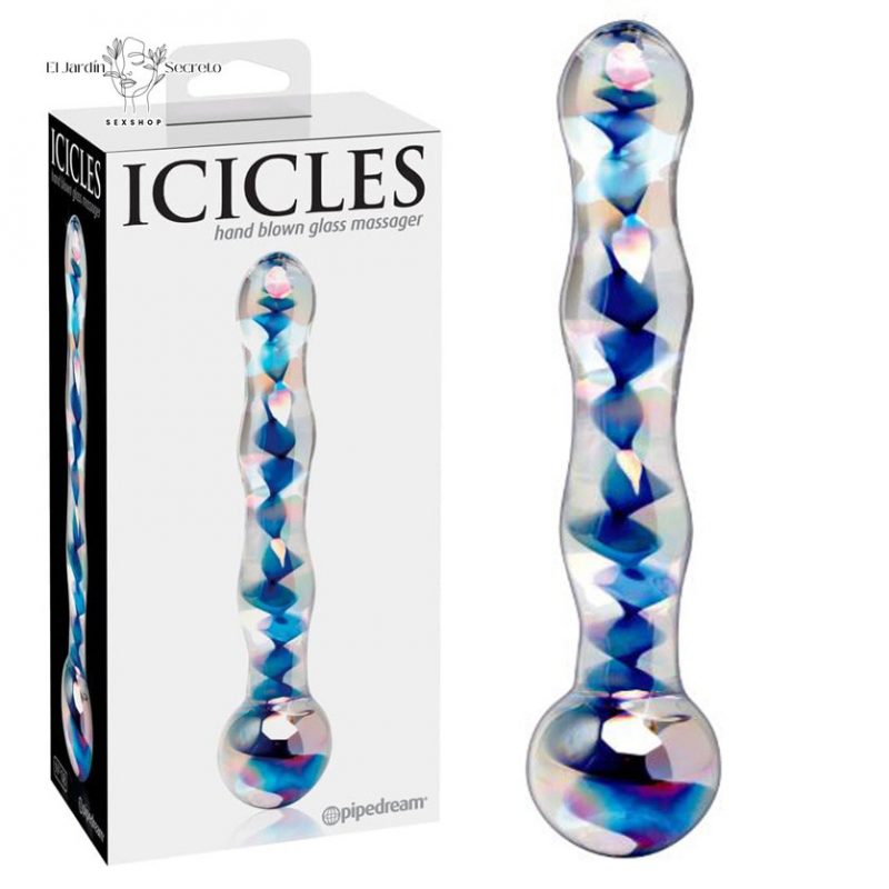 Dildo Azul de Cristal 18cm Punto G Dildo Icicles 12 Pipedream