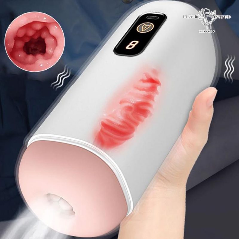 Masturbador para pene con Vibrador y Voz Succión Vibrador Recargable