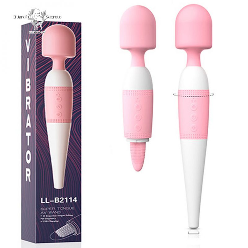 Vibrador Cabeza Flexible y Lengua para clítoris Tongue Sex AV Stick Pink