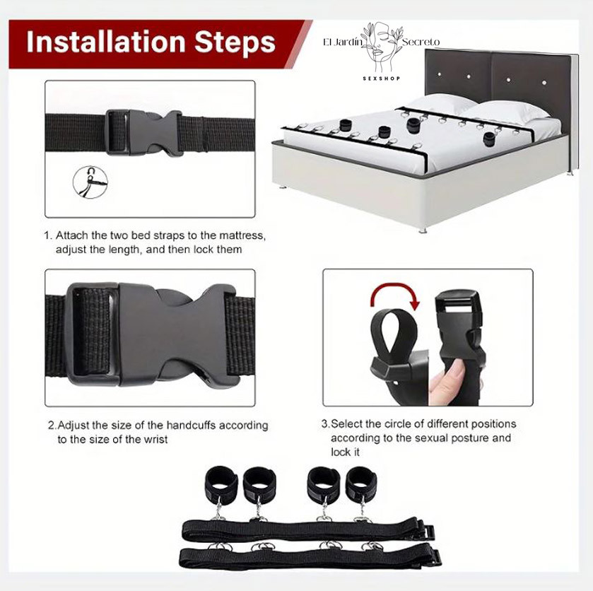 Kit Sometimiento para Cama Juegos Bondage BDSM 6 Kit Sometimiento para Cama Juegos Bondage BDSM