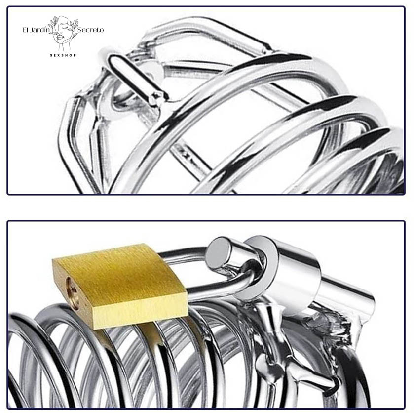 Jaula Para Pene BDSM Resorte 7cm Metal Cinturón de castidad