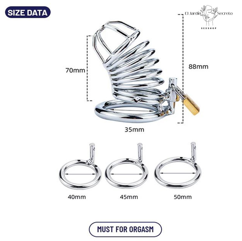Jaula Para Pene BDSM Resorte 7cm Metal Cinturón de castidad