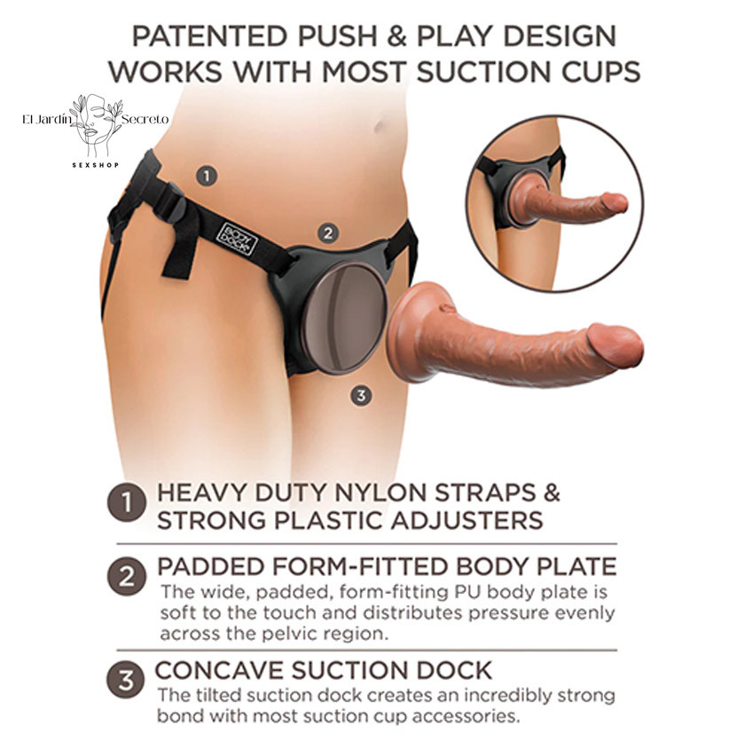 Arnés Strap On Dama con dildo solido de 17cm Body Dock Kit Pipedream 7 Arnés Strap On Dama con dildo solido de 17cm Body Dock Kit Pipedream