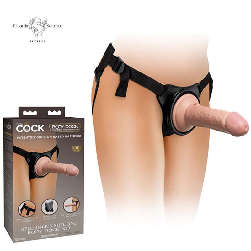 Arnés Strap On Dama con dildo solido de 15cm Body Dock Kit Pipedream