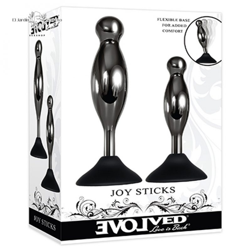 Kit 2 Plug Anal Metálico base de succión Joy Sticks Evolved