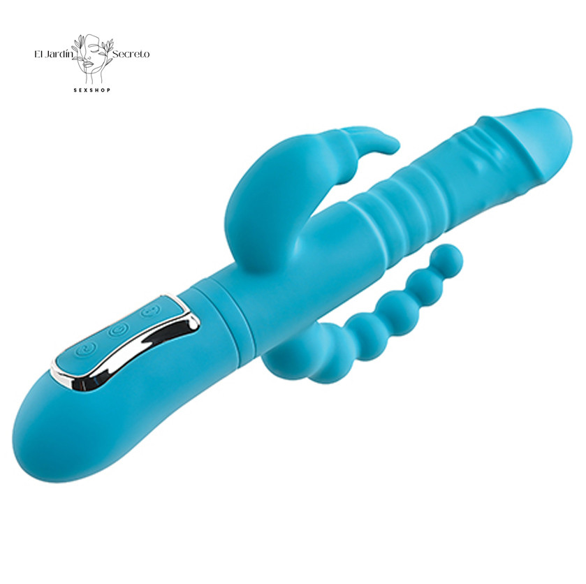Vibrador 25cm Triple Clítoris Punto G Anal Thrusting Triple Joy Rabbit 4 Vibrador 25cm Triple Clítoris Punto G Anal Thrusting Triple Joy Rabbit