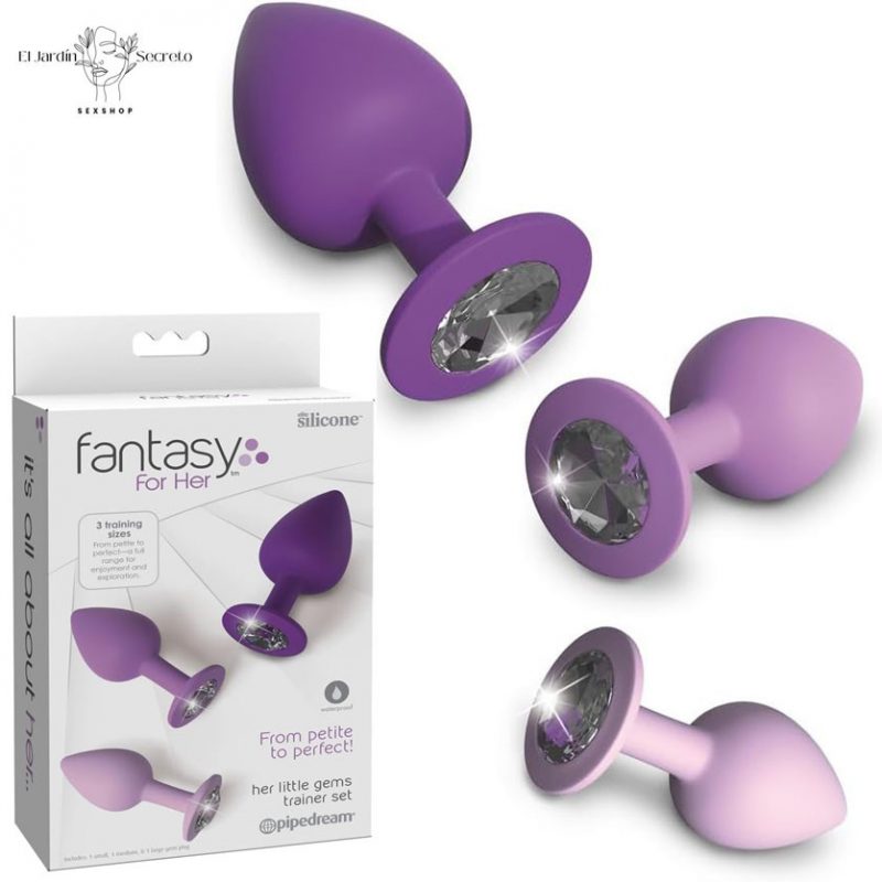 Kit 3 Plug Anal Silicon Base de Diamante Her Little Gems Trainer Set Pipedream