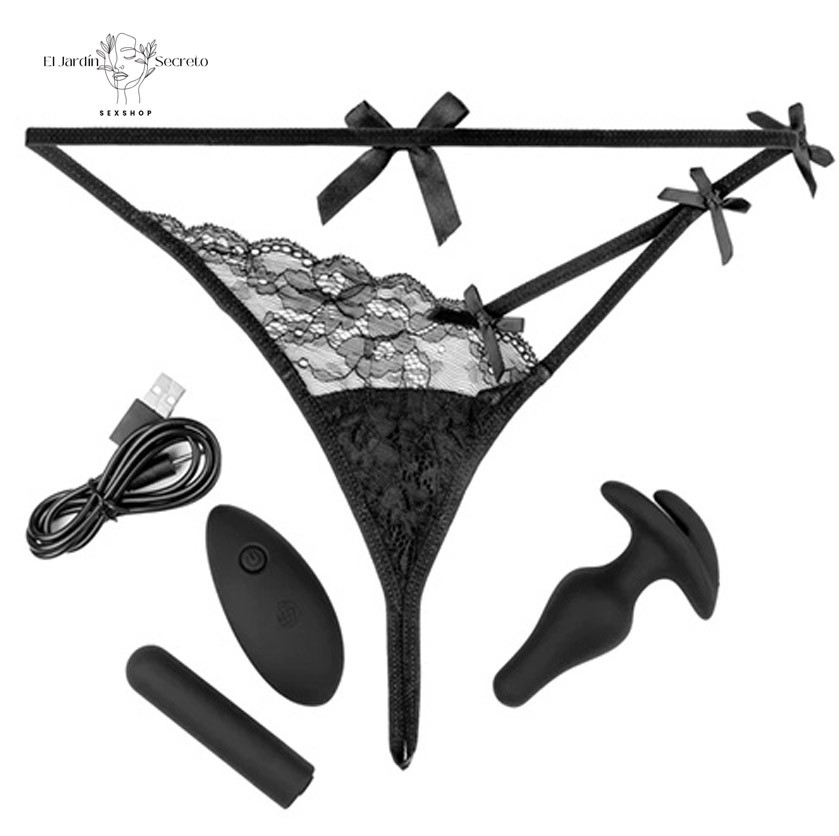 Bikini Plug Anal con Vibrador anal XL-XXL Hookup Remote Bowtie