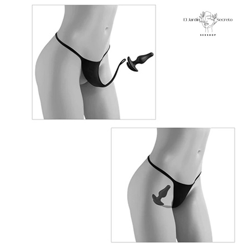 Bikini Plug Anal con Vibrador anal XL-XXL Hookup Remote Bowtie