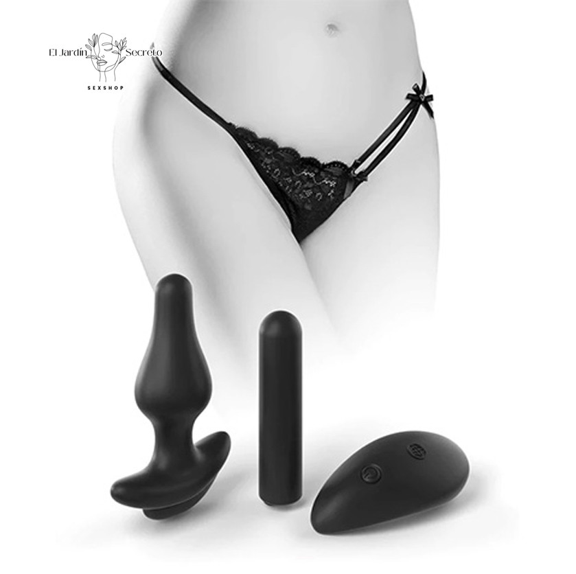 Bikini Plug Anal con Vibrador anal XL-XXL Hookup Remote Bowtie