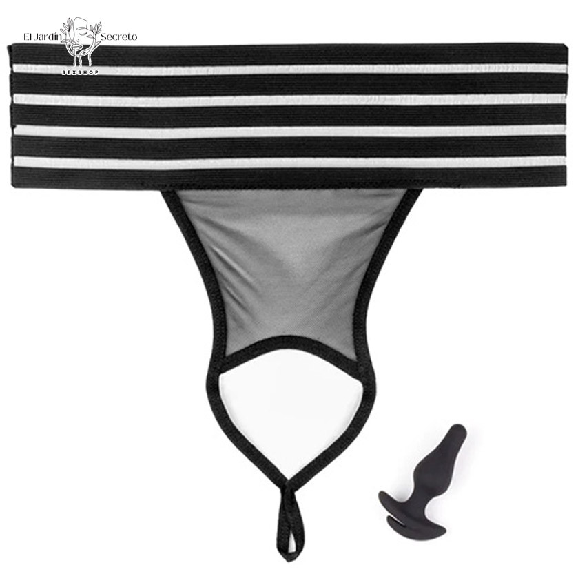 Panty Negra con Plug Anal Hookup XL-XXL Crotchless Love Garter 3 Panty Negra con Plug Anal Hookup XL-XXL Crotchless Love Garter