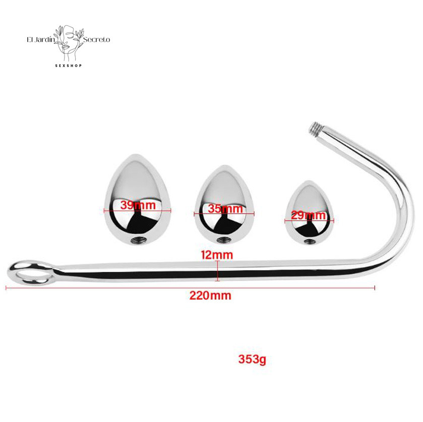 Gancho Hook Anal con 3 Plug Anal Acero BDSM Fetiche 3 Gancho Hook Anal con 3 Plug Anal Acero BDSM Fetiche