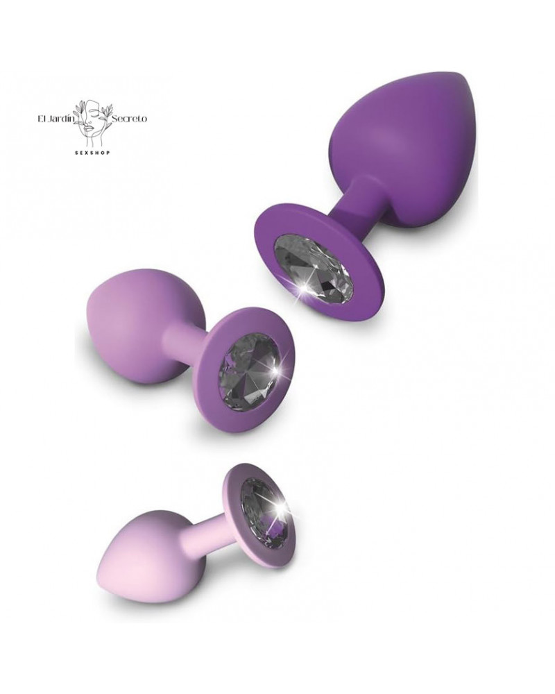 kit 3 plug anal silicon base de diamante her little gems trainer set pipedream
