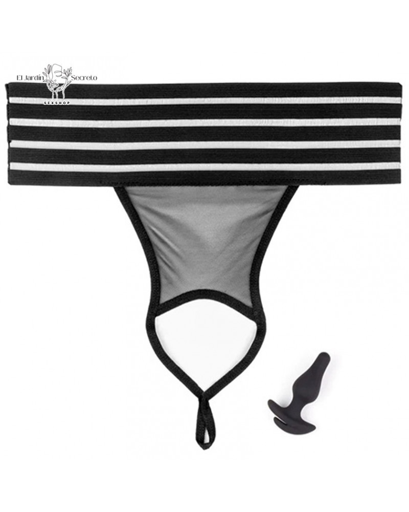 Panty Negra con Plug Anal Hookup S-L Crotchless Love Garter 7 panty negra con plug anal hookup s l crotchless love garter