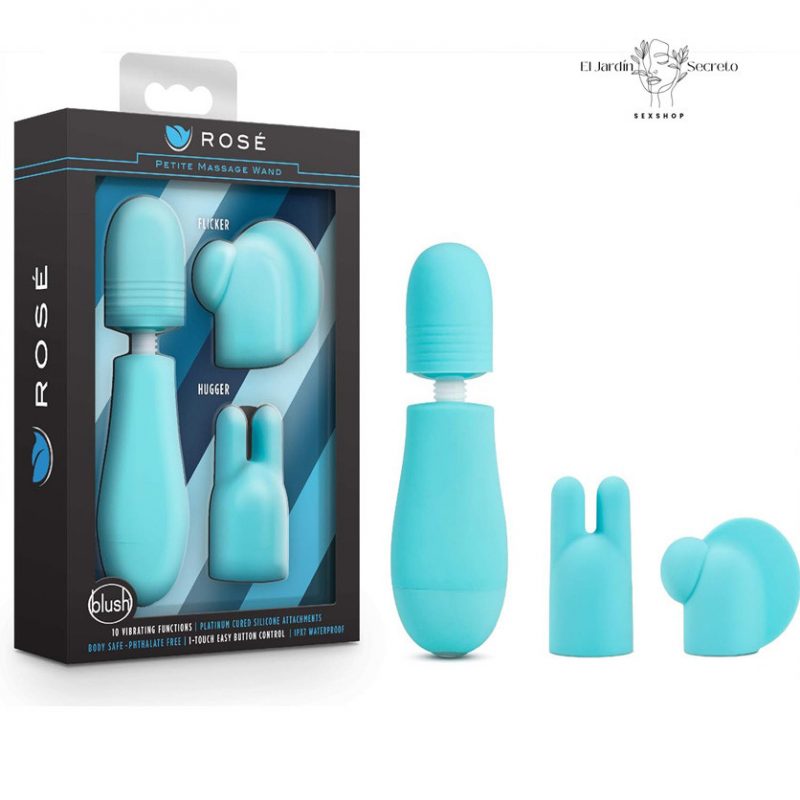 Mini Vibrador Cabezas intercambiables Petite Massage Wand Blue Blush