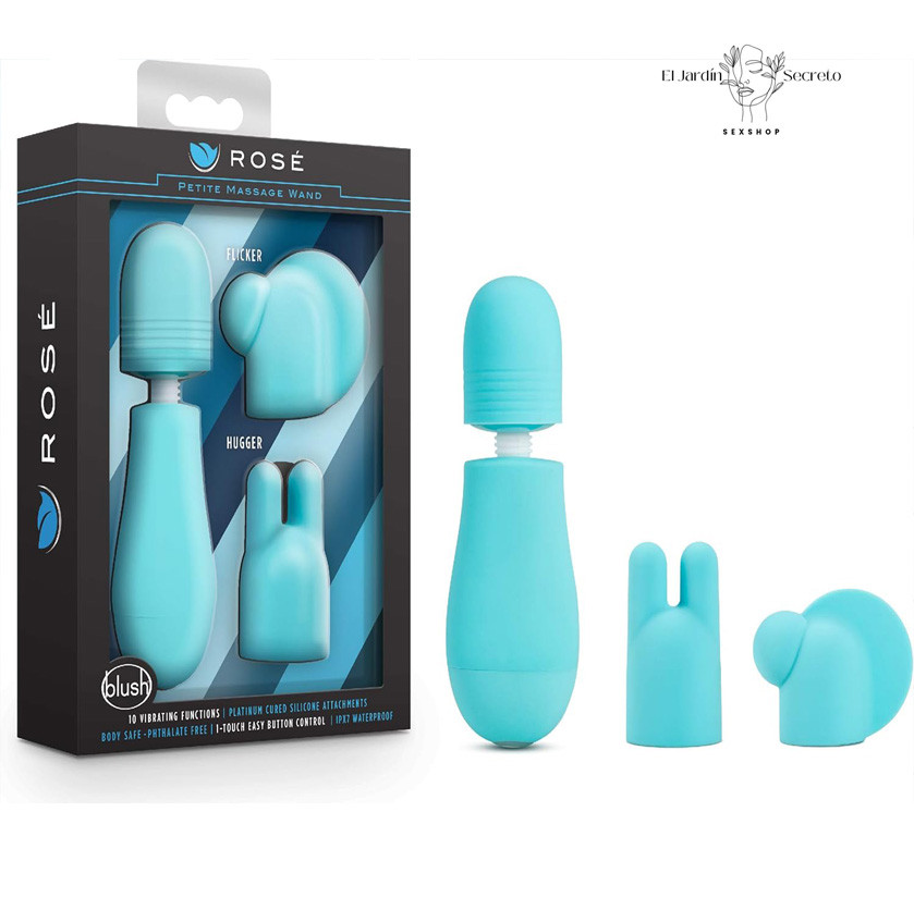 Mini Vibrador Cabezas intercambiables Petite Massage Wand Blue Blush 1 Mini Vibrador Cabezas intercambiables Petite Massage Wand Blue Blush