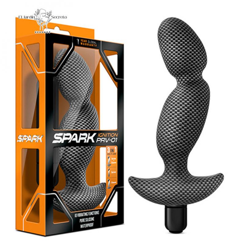 Vibrador Plug Anal 17cm Spark Ignition PRV-01 Carbon Fiber Blush