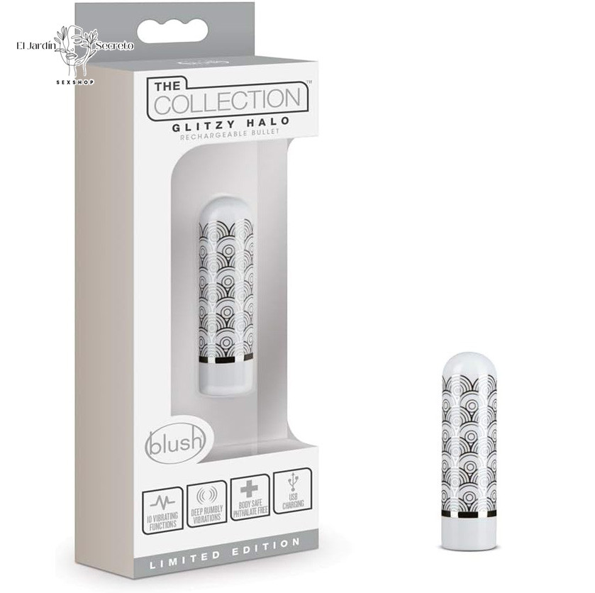 Mini Bala Vibrador 6cm Clítoris Glitzy Halo Silver Blush 1 Mini Bala Vibrador 6cm Clítoris Glitzy Halo Silver Blush
