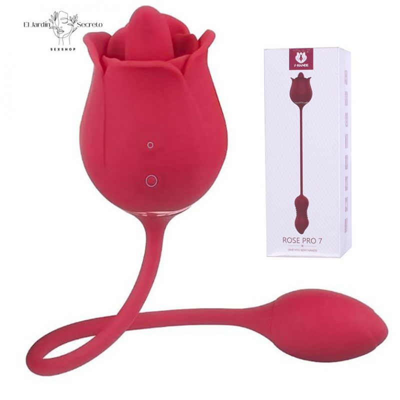 Vibrador 10cm Clítoris Punto G Rosa Roja Lengua Rose Pro 7 S-Hande