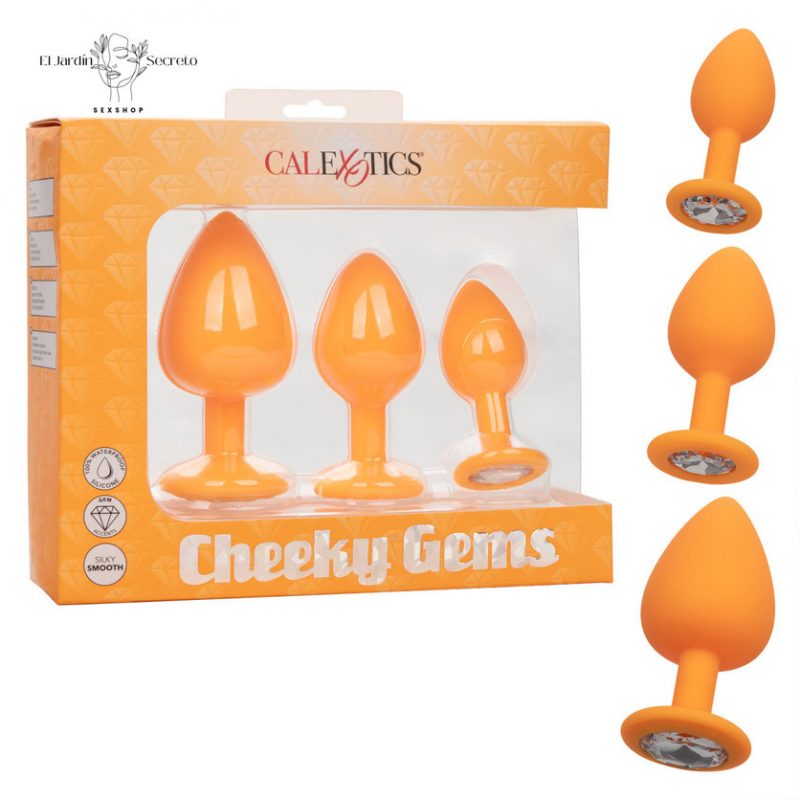 Plug Anal Amarillo Set 3 Plug Sexo Anal Cheeky Gems Orange