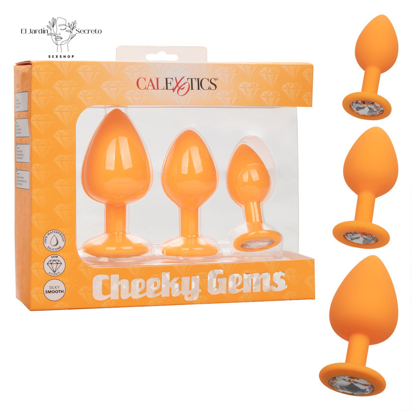 Plug Anal Amarillo Set 3 Plug Sexo Anal Cheeky Gems Orange